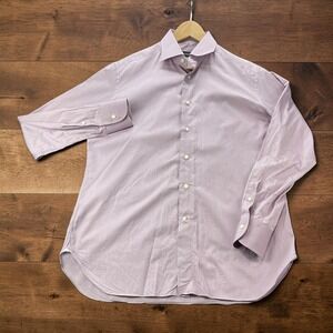 Ermenegildo Zegna Mens Lavender Dress Shirt Size 16 41 LARGE Long Sleeve Formal